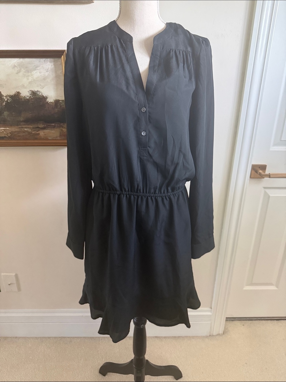 NWT Joie Black Acey Long Sleeve Shirt Dress